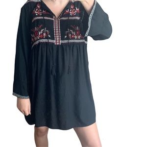 beachlunchlounge Boho Embroidered Babydoll Mini Dress